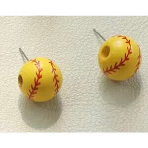 Softball Wood Bead earrings